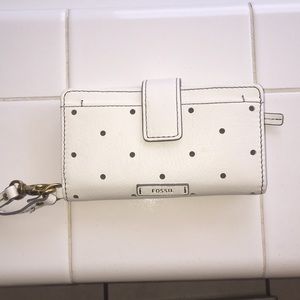 Fossil white leather IPhone wristlet